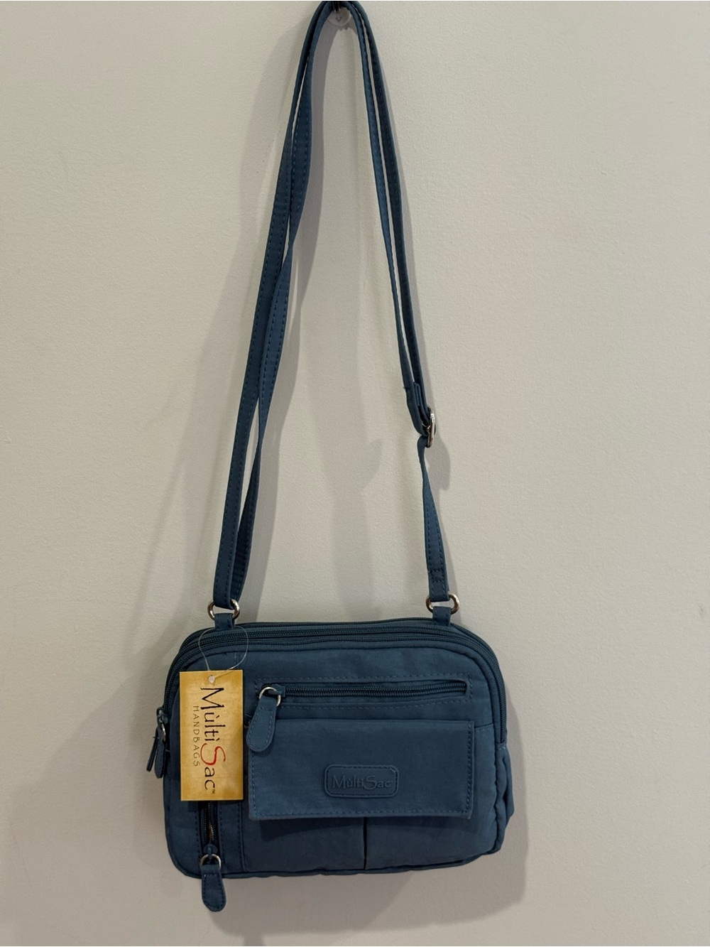 New MultiSac Blue Crossbody Bag 9x7”